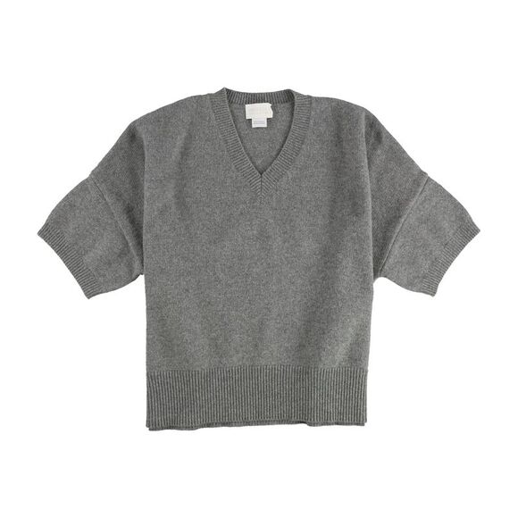 Marella Womens V-Neck Short Sleeve Pullover Sweater, Grey, NWT - Picture 1 of 2